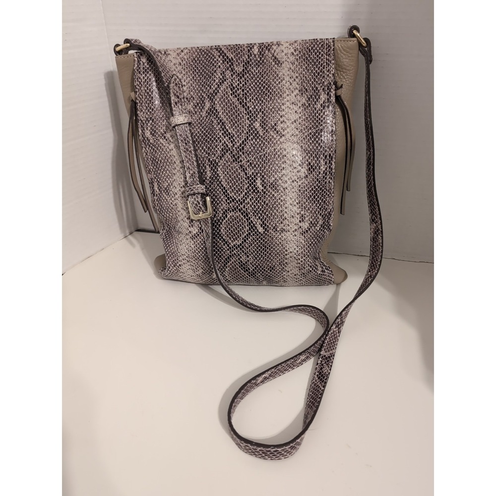 G.I.L.I Large Leather Tote Messenger Crossbody Bag Snakeskin Pattern‎ NWOT